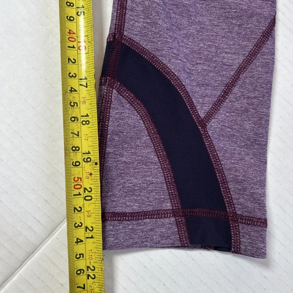 Lululemon Cropped Purple Leggings Back Pocket Size 6 Preowned - Picture 4 of 8